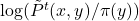 \log(\tilde{P}^t(x,y)/\pi(y))
