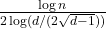 \frac{\log n}{2\log(d/(2\sqrt{d-1}))}