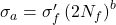  \sigma_a = \sigma_f' \left(2N_f\right)^b 