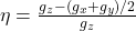\eta = \frac{g_z - (g_x+g_y)/2}{g_z}