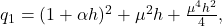  q_1 = (1 + \alpha h)^2 + \mu^2 h + \frac{\mu^4 h^2}{4}, \tag{34} 