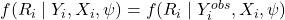 f(R_i \mid Y_i, X_i, \psi) = f(R_i \mid Y_i^{obs}, X_i, \psi)