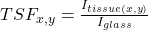  TSF_{x,y} = \frac{I_{tissue(x,y)}}{I_{glass}} 