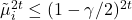\tilde{\mu}_i^{2t} \leq (1 - \gamma/2)^{2t}