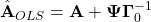  \hat{\mathbf{A}}_{OLS} = \mathbf{A} + \boldsymbol{\Psi} \boldsymbol{\Gamma}_0^{-1} 