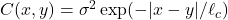 C(x, y) = \sigma^2 \exp(-|x-y|/\ell_c)