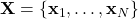  \mathbf{X} = \{\mathbf{x}_1, \dots, \mathbf{x}_N\} 