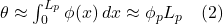 \theta \approx \int_0^{L_p} \phi(x)\,dx \approx \phi_p L_p \quad (2)