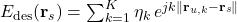  E_{\text{des}}(\mathbf{r}_s) = \sum_{k=1}^K \eta_k \, e^{j k\|\mathbf{r}_{u,k}-\mathbf{r}_s\|} \tag{7} 