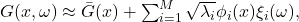  G(x, \omega) \approx \bar{G}(x) + \sum_{i=1}^{M} \sqrt{\lambda_i} \phi_i(x) \xi_i(\omega), 