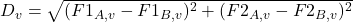  D_v = \sqrt{(F1_{A,v} - F1_{B,v})^2 + (F2_{A,v} - F2_{B,v})^2} 