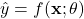 \hat{y} = f(\mathbf{x}; \theta)