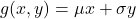g(x, y) = \mu x + \sigma y