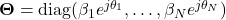 \boldsymbol{\Theta}=\mathrm{diag}( \beta_1 e^{j\theta_1},\ldots,\beta_N e^{j\theta_N})