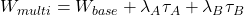  W_{multi} = W_{base} + \lambda_A \tau_A + \lambda_B \tau_B 