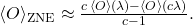  \langle O\rangle_{\mathrm{ZNE}} \approx \frac{c\,\langle O\rangle(\lambda) - \langle O\rangle(c\lambda)}{c-1}. \tag{16} 