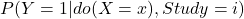 P(Y=1|do(X=x), Study=i)