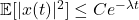 \mathbb{E}[|x(t)|^2] \leq C e^{-\lambda t}