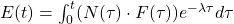 E(t) = \int_{0}^{t} (N(\tau) \cdot F(\tau)) e^{-\lambda \tau} d\tau