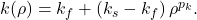  k(\rho) = k_f + (k_s-k_f)\,\rho^{p_k}. \tag{5} 