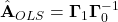  \hat{\mathbf{A}}_{OLS} = \boldsymbol{\Gamma}_1 \boldsymbol{\Gamma}_0^{-1} 