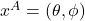 x^A = (\theta, \phi)